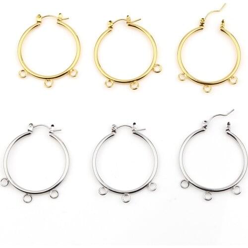 DoreenBeads Handmade Hoop Earrings Gold/Silver Color Metal DIY Making Charms Findings Circle Ring W/ Loop Women Party Jewelry