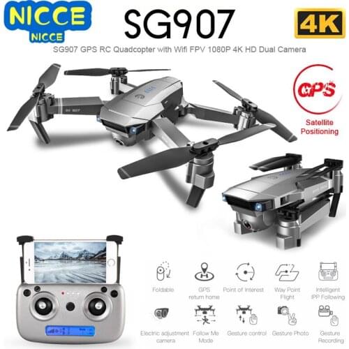 Nicce SG907 SG901 GPS Drone with Wifi FPV 1080P 4K HD Dual Camera Optical Flow RC Quadcopter Follow Me VS SG106 E520S