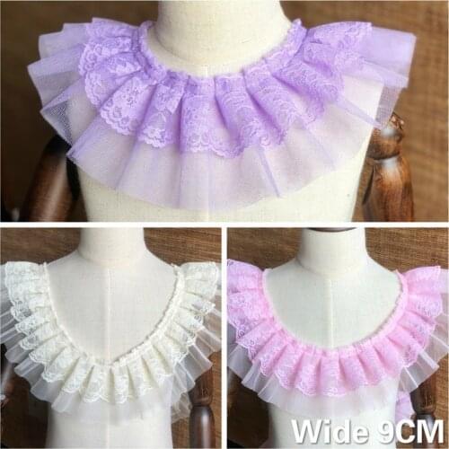 9CM Wide Double Layers 3D Pleated Soft Mesh Fabric Lace Ruffle Trim Fringe Ribbon Princess Dress Curtains Home DIY Sewing Decor