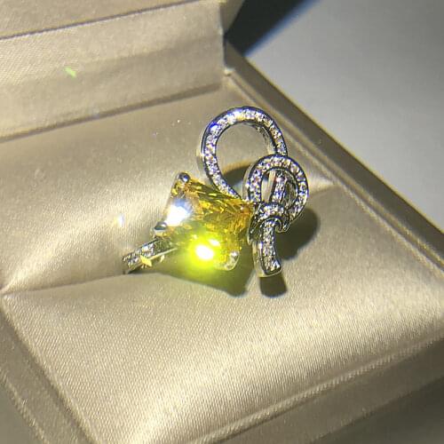 High quality white Filled Zircon Bow Rings For Women Exquisite Wedding Party Jewelry Unique Birthday Gifts