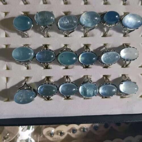 1pcs/lot Large Particle Aquamarine Ring natural transparent very beautiful No impurities high quality Azure s925 Silver inlay