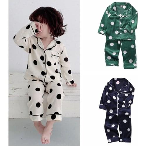 Autumn Baby Kids Cartoon Sleepwear Set Long Sleeve Button Girls Boys Blouse Tops+Pants Animal Print Pajamas