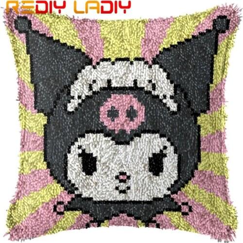 Latch Hook Cushion Cartoon Girl Pre-Printed Canvas Cushion Cover Acrylic Yarn Crocheted Pillow Case Hobby & Crafts Home Decor