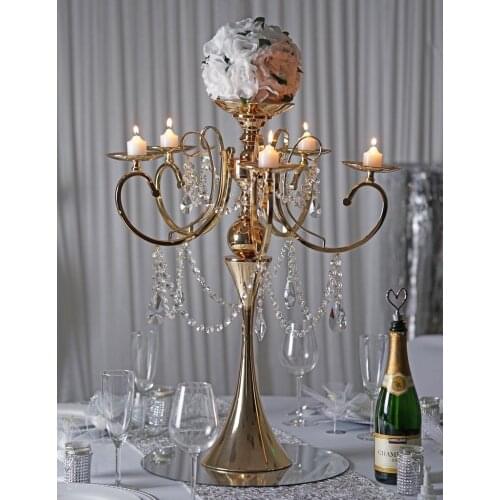 Metal 5 arms Candle Holders romantic vintage home decoration wedding party Candle Stand Wedding Candlestick candelabra 10pcs/lot