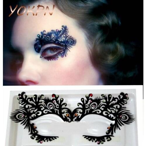 YOKPN Fashion Fake Eye Lashes Creative Arts Crystal False Eyelashes Stage Exaggerated Color Crystal Hollow False Eye Lashes