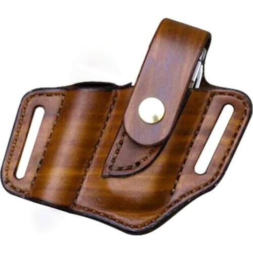 Multi-functional EDC PU Leather Sheath Waist Holster Belt Loop Holder Pouch Storage Pocket Bag for Flashlight Tactical Pen