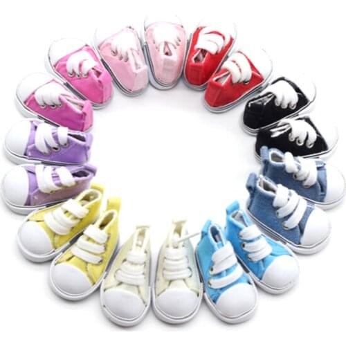 2019 New Doll Shoes Denim Canvas Mini Toy Shoes 1/4 For Russian Handmade Textile Doll Sneackers For Doll Fashion