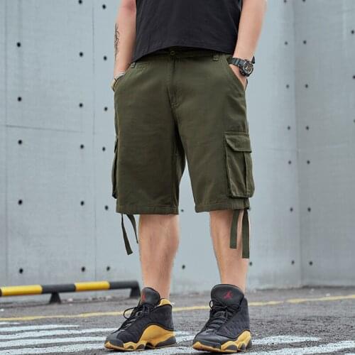 Summer New Men ArmyGreen Cargo Shorts Loose Straight Plus Size M-8XL Oversized Multi-pocket Male Sweatpants Five Points Pants