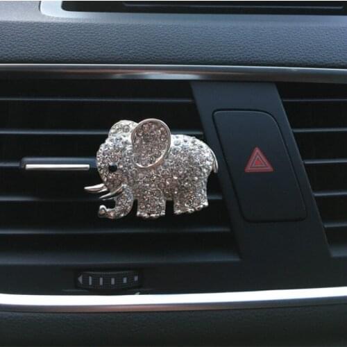 Air Freshener Cute Elephant Crystal Diamond Car Ornament Automobiles Interior Decoration Air Vents Perfume Clip gifts