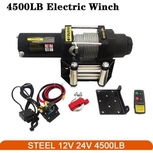 12V/24V 4500Pounds Electric Winch ATV Winch Car Winch Portable Wireless Remote Control