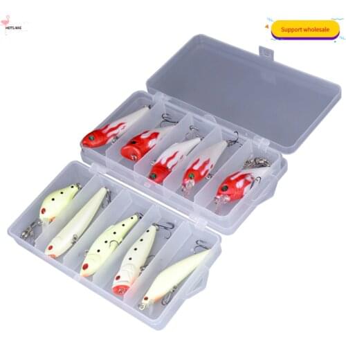 5pcs/lot Fishing Lure Set Minnow Easy Shiner Chatter Hard Bait Luminous Hooks Meredith Fishing Tackle Box Whopper Plopper