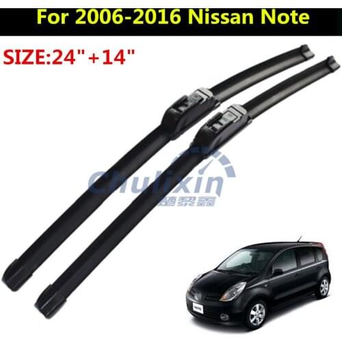 2pcs/lot Wiper blades for 2006-2016 Nissan NOTE 24"+14" fit standard J hook wiper arms car accessories
