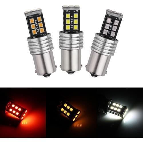 CANBUS No Error LED Bulbs 1156 BA15S 1157 P21/5W BAY15D T20 2835 15SMD Auto Reversing light Turn Signal Lights Brake Lamp White