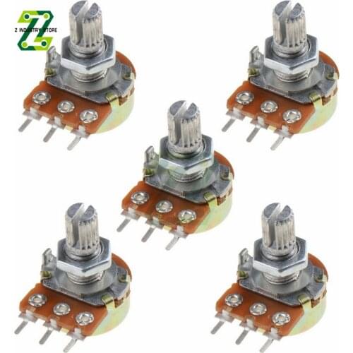 WH148 Rotary Potentiometer 3PIN 15MM Single Layer Knurled Shaft Linear Taper Rotary Potentiometer B1K-3PIN