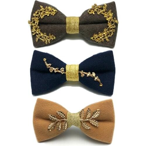 High Quality British Fashion Bowknot Luxury Metal Bow Ties for Men Formal Wedding Butterfly Designer Brand Cravat