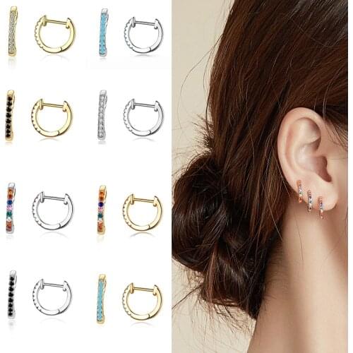 WOSTU Circle Earrings 925 Sterling Silver Simple CZ Women Stud Earrings Female Classic Silver Earrings Jewelry HSE498