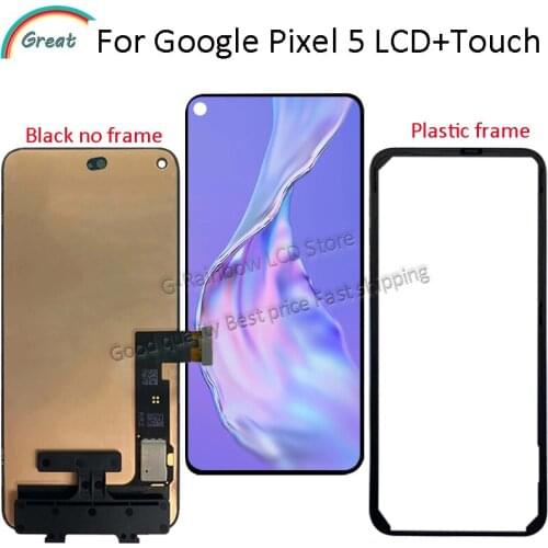 6.0" For Google Pixel 5 LCD Display with Frame Touch Panel Screen Digitizer Assembly For Google pixel 5 GD1YQ, GTT9Q LCD