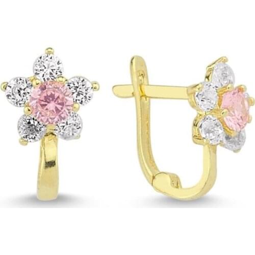 Gold Flower Kids Earrings TTGKPAÇK05-Certified 14K Gold-A perfect gift for your Loved Ones-Ephesus Gold & diamond