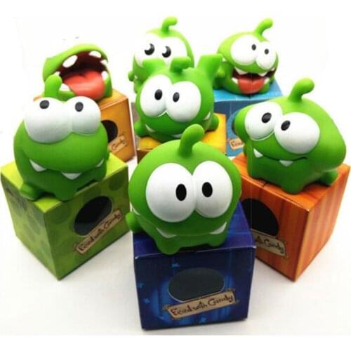 1PCS 8CM Rope Frog Vinyl Rubber Android Games Doll Cut The Rope OM NOM Candy Gulping Toy Figure Baby BB Noise Toy