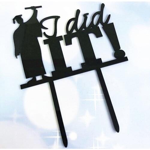 1pcs black acrylic graduation cake topper i did it silhouette cake topper graduation