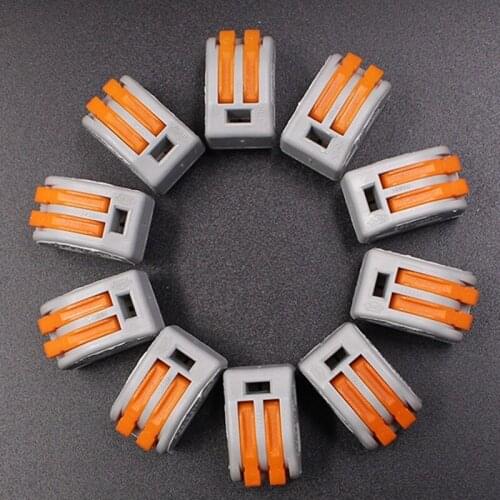 10pcs/pack 222-412 PCT-212 Universal Compact Wire Wiring Connector 2 pin Conductor Terminal Block Lever 0.08-2.5mm2