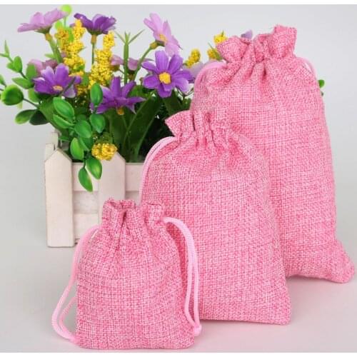 5Pcs/lot Hot Sale 3 Sizes Christmas/Wedding Gift Pouch Decorative bags Linen Cotton Drawstring Bag Product Packaging Bags