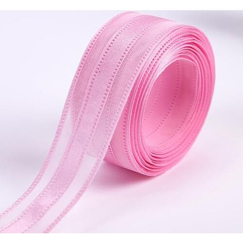 5Yards/Lot 25mm High Quality Solid Color Organza Ribbon For Christmas Decor Handicraft accessories Gift Wrapping craft supplies