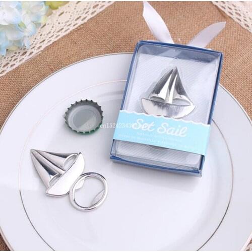 50pcs Beer Openers Silver Sailing Boat Bottle Opener Bar Tools Party Accessories Wine stopper Wedding Favors Home Cooking