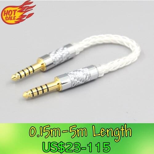 LN007720 99% Pure Silver 8 Core Cable 4.4mm Balanced Male to 4.4mm Balanced Male Audio Adapter