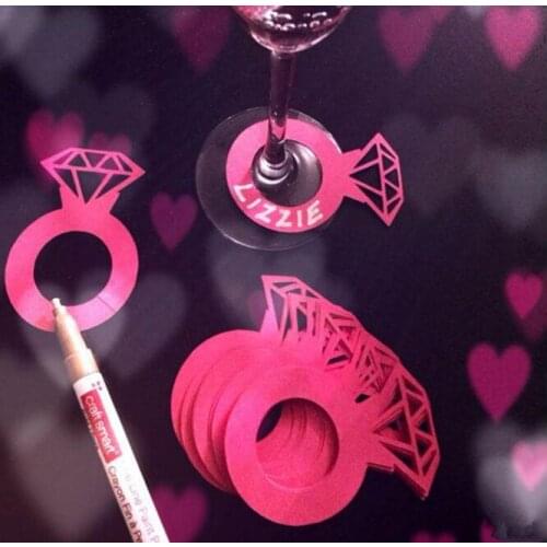 Free Shipping 120PCS/LOT Laser Cutting Paper Diamond Ring Wine Glass Card Wedding Table Decora