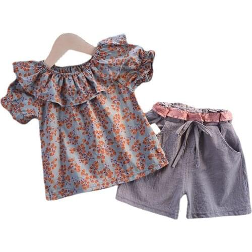 Floral Blouse Baby Girls 2-Pieces Sweet Suit 2021 New Summer Shorts Pants Children Toddler Outfit Cotton Casual Clothes 0-5y