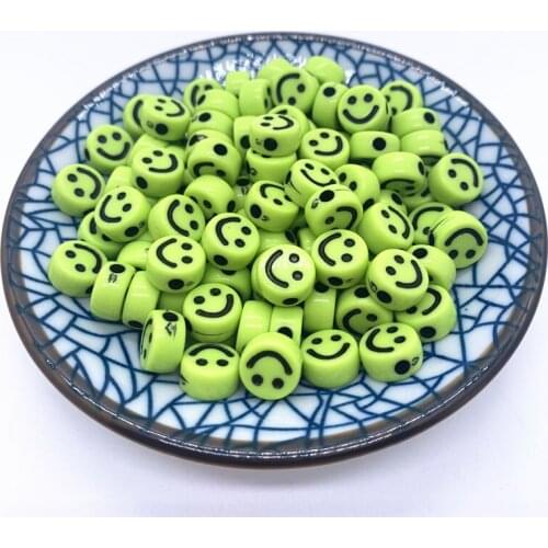 New 20pcs 10mm Smiley face Acrylic Round Shape Beads For DIY Handmade Jewelry Craft Accessories#09