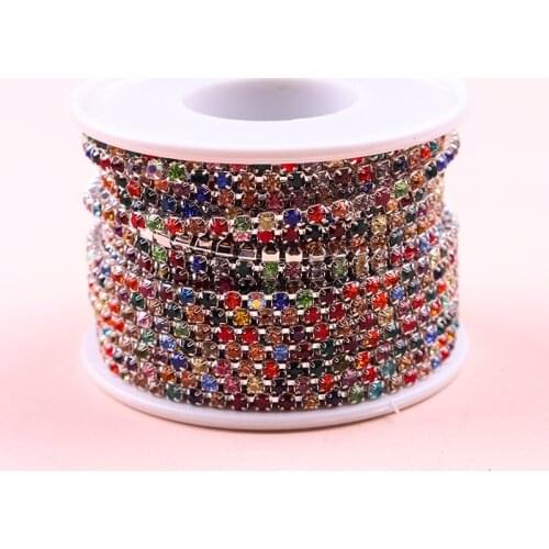 10 yard Mix Rhinestones Wholesale Rhinestone Chain For Needlework DIY Glitter Crystal Rhinestones For Clothing Wedding Dress