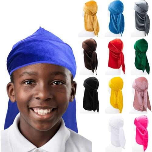 Fashion New Solid Color Childrens Velvet Long Tail Pirate Hat Hip Hop European And American Style Kids Large Size Hair Care Du