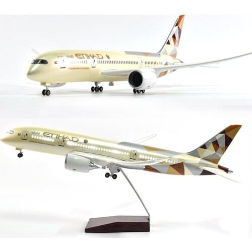 JASON TUTU 43cm Resin Diecast 1:144 Scale Etihad Boeing 787 Plane Model Airplane Model Aircraft with Light & Wheel Planes