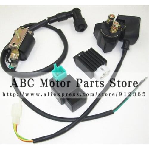 50cc 70cc 90cc 110cc Electric start Engine Ignition Coil and 5 pin CDI Relay and Half-Wave Rectifier dirt bike pit bike ATV