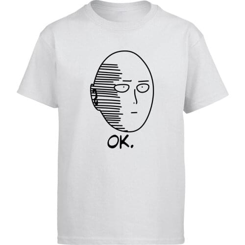 One Punch Man Saitama T Shirt Men OK Japanese Anime Tshirt Cartoon Tshirts 2019 Summer Tops Cotton Short Sleeve Funny T-Shirt