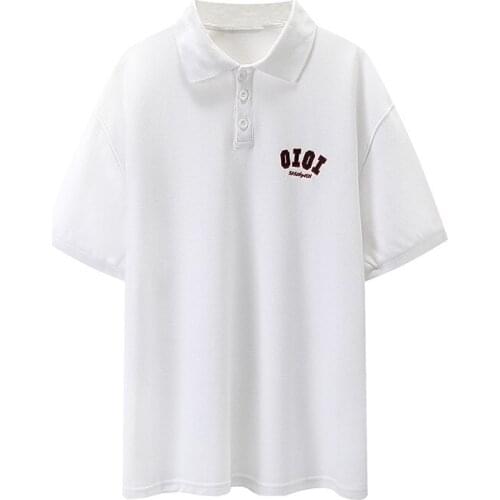 Oversize Women Soft Cotton Turn-down Collar T-shirt 2021 Summer Fashion Ladies Loose T-shirt Female Casual Solid Color T-shirt