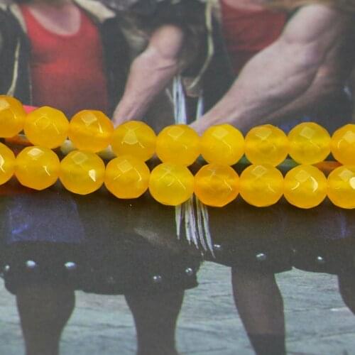 Faceted yellow chalcedony round loose beads 8mm 15" DIY hot sale wholesale stone women jewelry making design