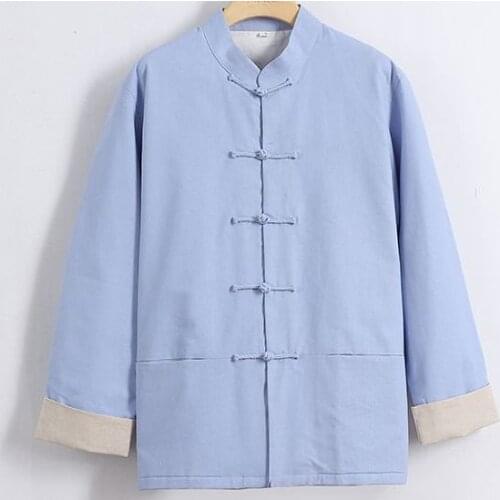 Cotton&linen tang suits martial arts kung fu clothing zen monks wing chun tai chi jacket lay meditation Tops green/blue/black