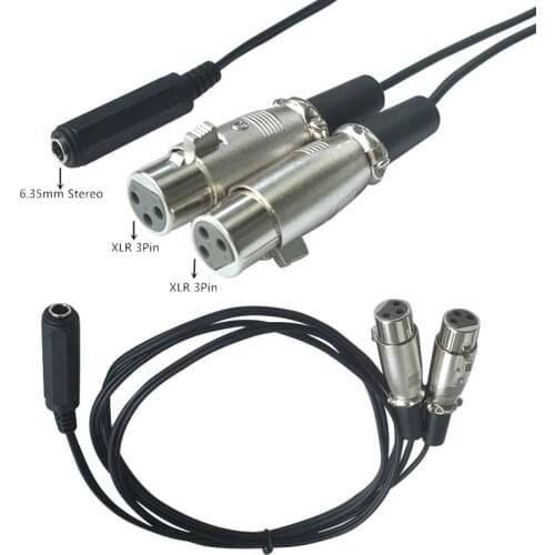ERE Dual Female XLR to 1/4 inch(6.35mm) TRS Stereo Female Plug Y-Splitter Cable, 2-XLR Female to Quarter inch Adapter Patch Cord