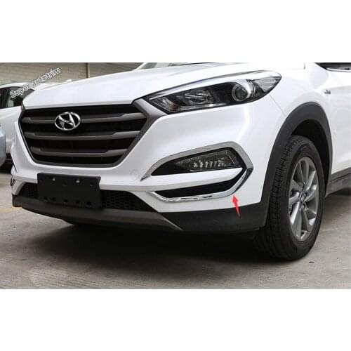 Lapetus Chrome Front Bumper Fog Lamp Lights Frame Cover Kit Trim 2 Piece / Set Fit For Hyundai Tucson 2016 2017 2018 ABS