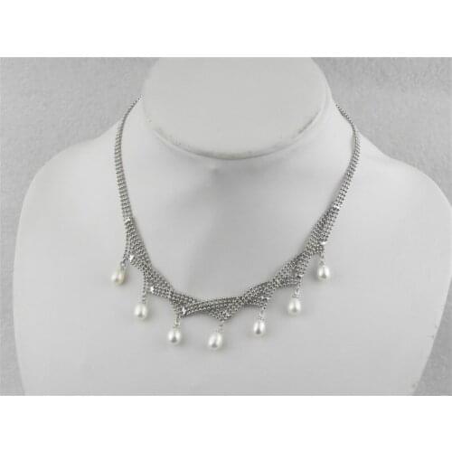 Fashion 7-8mm Natural white Black Akoya Pearl Pendant Jewelry Necklace AAA Grade