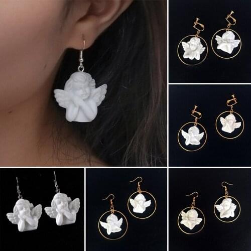 Fashion Cute Cupid Angel Pendant Drop Earring Vintage Angel Drop Earrings Punk Jewelry For Cool Women Girl Friendship Gifts