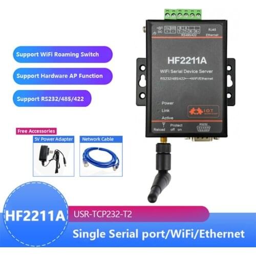 HF2211 Serial to WiFi RS232/RS485/RS422 to WiFi/Ethernet Converter Module for Industrial Automation Data Transmission HF2211 DTU