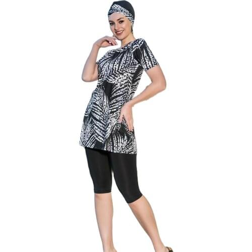 Half Sleeve Burkini Muslim Swimwear Women Islamic Conservative Swimsuit Hijab Beachwear Bathing maillot de bain
