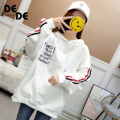 New womens hoodie winter elegant fashion casual hooded solid color letters womens long-sleeved womens sweatshirt