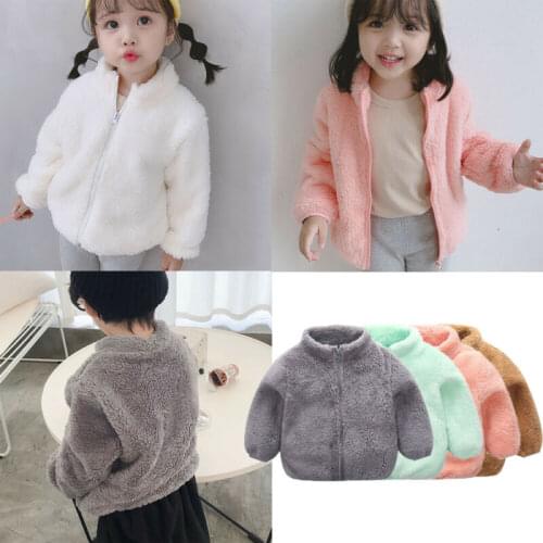 2020 New Fashion Infant Baby Boy Girl Coat Winter Autumn Warm Pure Color Zipper Wool Coat 0-5Y New Fashion