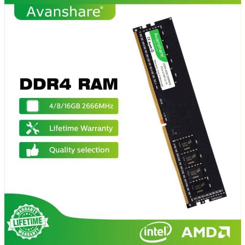 Avanshare DDR4 Memory Ram 4GB 8GB 16GB 2666 2400MHz 288Pin Lifetime Warranty High Performance Speed Desktop Support Intel AMD