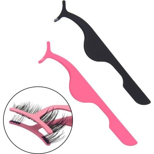 1PCS Pink Black False Eyelash Fake Eye Lash Tweezers Applicator Clip Beauty Makeup Tool Make up Eyelashes Tweezer Lash Curler